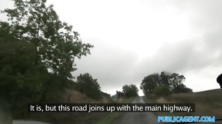 PublicAgent Hot brunette milf gets fucked hard for cash on car bonnet