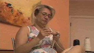 Hairy granny doing crochet and sex