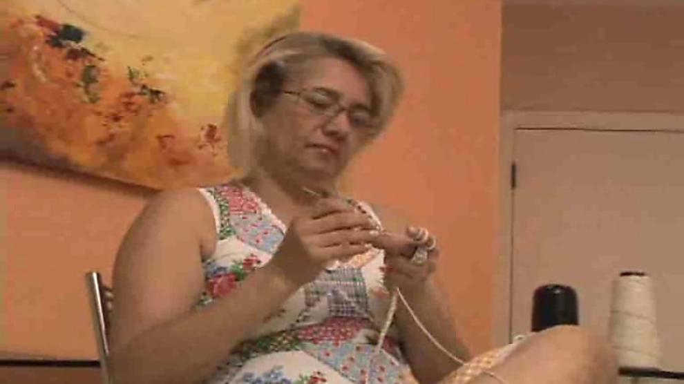 Hairy granny doing crochet and sex