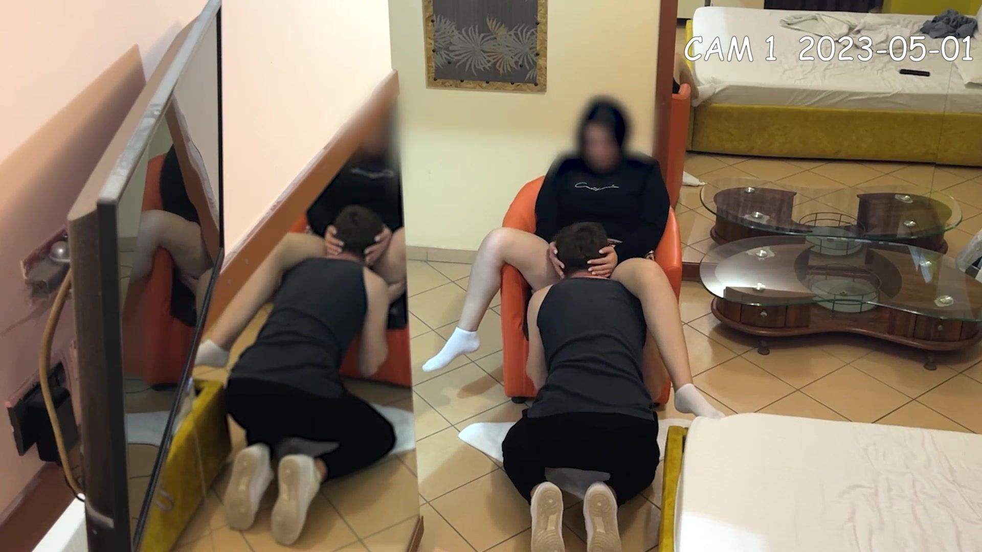 Cam Caught University friends, boy eats hot brunette's pussy