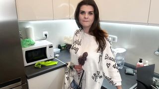 Stepmother with fat cock was caught by her horny Stepson and she made him suck her cum