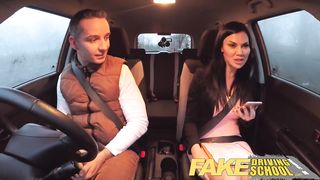 Fake Driving School exam failure ends in threesome double creampie