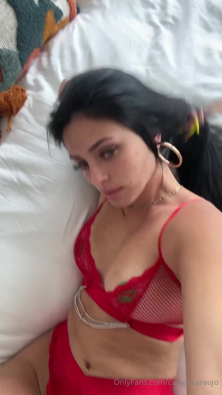 Camilla Araujo Rubbing Her Pussy And Twerks Curvy Booty Wearing Red Tight Thong Onlyfans Video