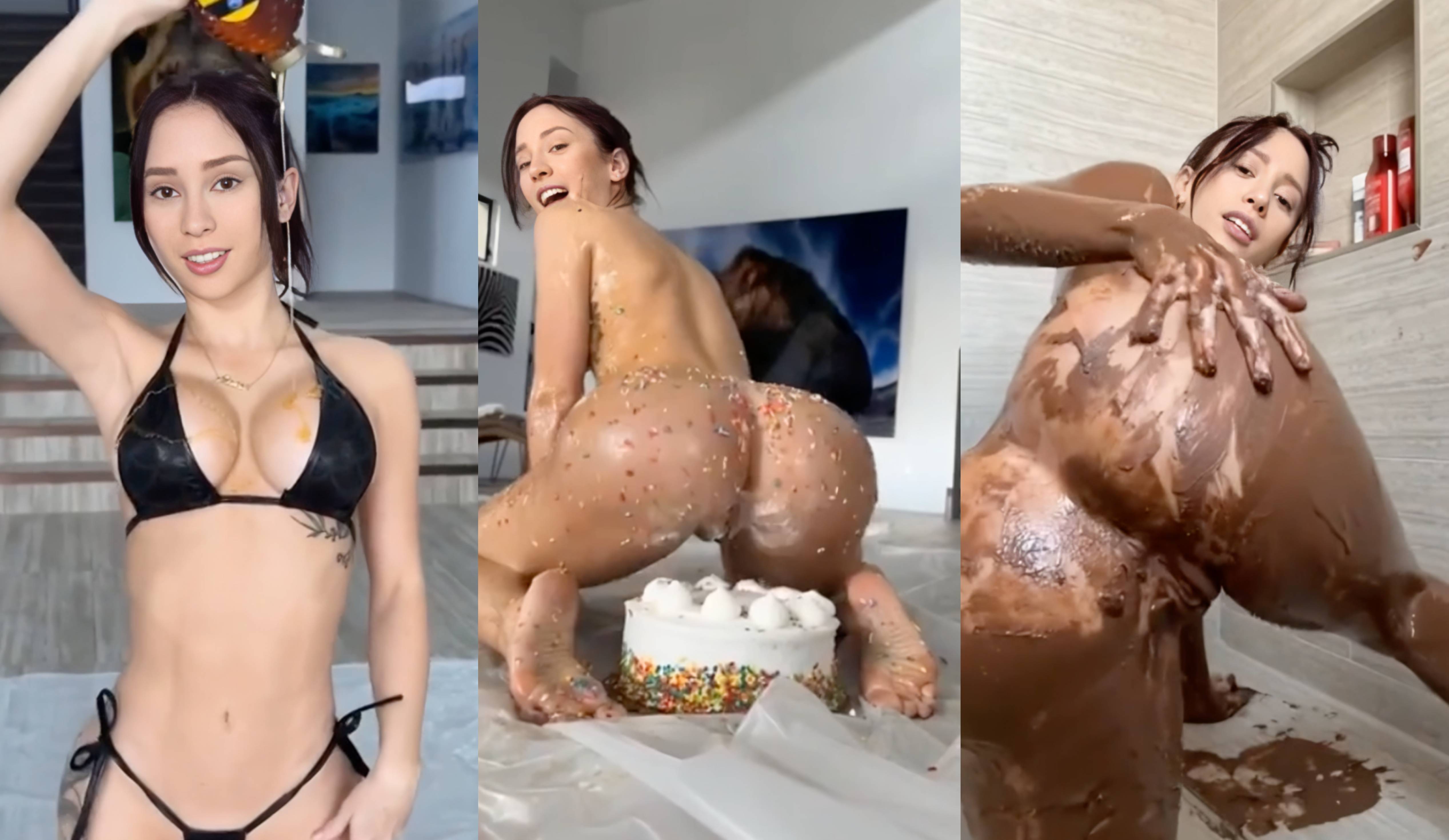 Veronica Perasso Spreads Chocolate On Her Body And Masturbates