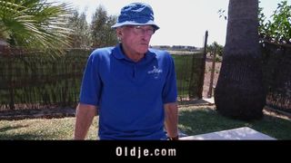 Big old dick caressing young horny pussy