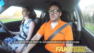 Fake Driving School Posh freaky redhead with big tits and ginger bush fucks
