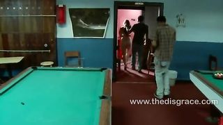 Bella bound and banged on the pool table