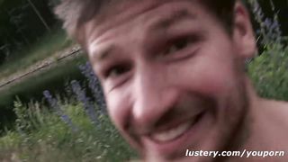 Fucking in the Forest! Short Haired Girl Gets Fucked in Risky Voyeuristic Sex Session