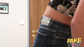 Fake Hostel - Cute young backpacker given squirting orgasm by Hostel owner