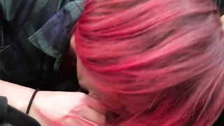 Nerdy chick blowing cock