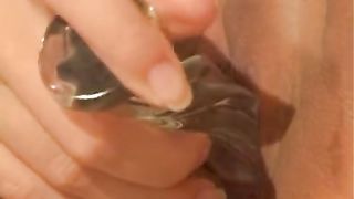 Naughty blonde drills her pussy hard