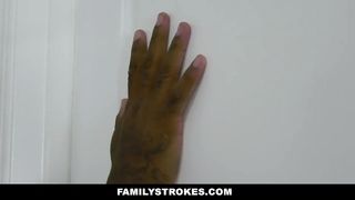 FamilyStrokes - He Slides His Fat Black Cock In Her Tight Pussy