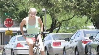 Hot Blonde Ellery Corrin Masturbating with Bicycle Seat