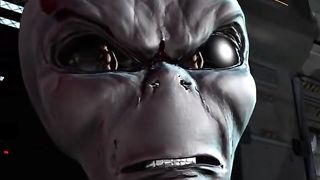 Blonde chick fucked hard by an alien