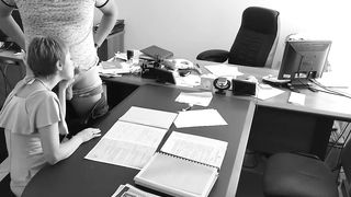 Boss fucks my wife at the office on hidden cam. This secretary is real slut