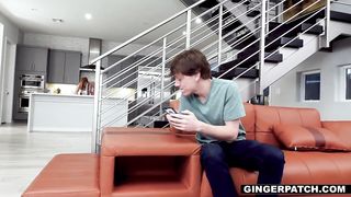Ginger mom Lauren Phillips needs her patch fixed by her son's young friend