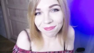 POV Hot Russian Blonde Face Fuck Deepthroat and Facial