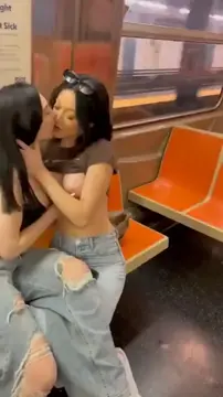 Two girls own the train