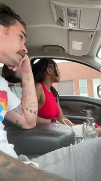 Ebony Got BWC in the car blackchickswhitedicks