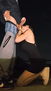 Had to stop during a late night walk PublicBlowjobs